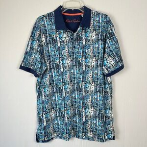 NWT Robert Graham Classic Fit Pechia Polo Shirt Mens XL Skull Print Blue Golf